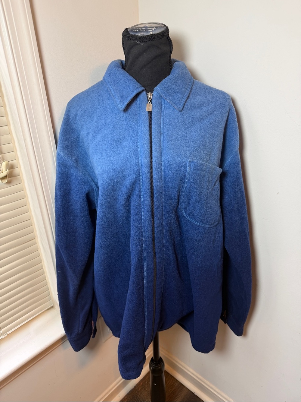 NY & Co Blue Fleece Zip Front Jacket Women’s Collared Long Sleeve No Size Tag